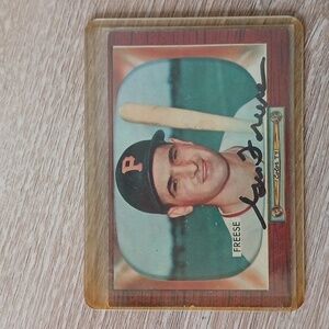 Vintage 1955 Baseball Card w/ Autograph Collectible George Freese Memorabilia